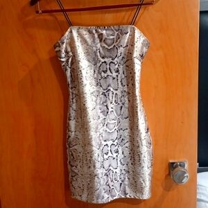 Satin Snake Print Mini Dress